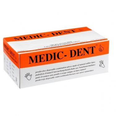Pirštinės lateksinės diagnostinės be pudros Medic-Dent 100vnt.