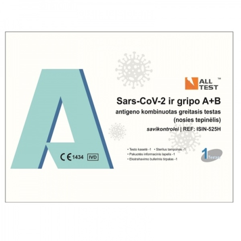 Sars-CoV-2 ir gripo A+B antigeno kombinuotas greitasis testas (nosies tepinėlis)