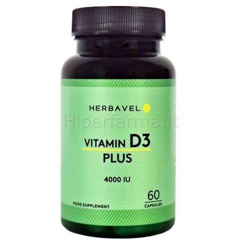 Maisto papildas Vitamin D3 4000TV Plus Herbavel N60