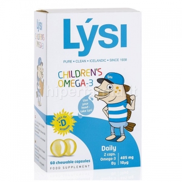 Maisto papildas vaikams Lysi Children Omega kramtomos kapsulės vaisių skonio su saldikliu N60