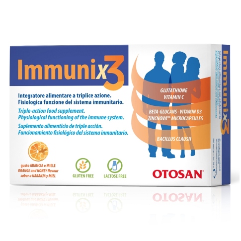 Maisto papildas IMMUNIX 3 su saldikliu, apelsinų ir medaus skonio N40