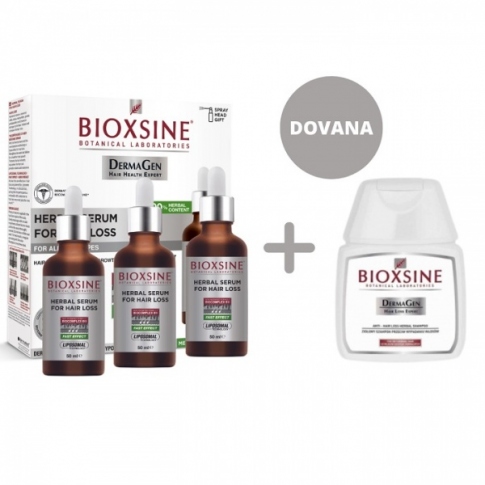 RINKINYS Serumas Bioxsine Dermagen 3vntx50ml+DOVANA šampūnas normaliems, sausiems plaukams 100ml