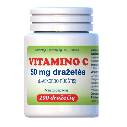 Maisto papildas VITAMINO C 50mg dražetės N200