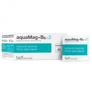 Maisto papildas aquaMag+B6 x2 Magnesium 100 mg / Vitamin B6 10 mg milteliai pakeliuose N42